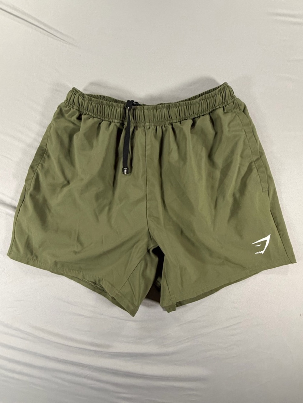 Gymshark Olive Green Men's Training Shorts with White Logo
